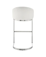 Armen Living Katherine 30" Bar Stool in Brushed Stainless Steel with Faux Leather