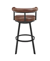 Armen Living Magnolia 26" Swivel Counter Stool in Metal with Faux Leather