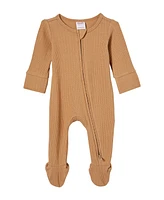 Cotton On Baby Boys and Baby Girls Newborn Pointelle Zip Romper