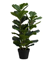 Monarch Specialties 32" Indoor Artificial Floor Fiddle Tree with Black Pot