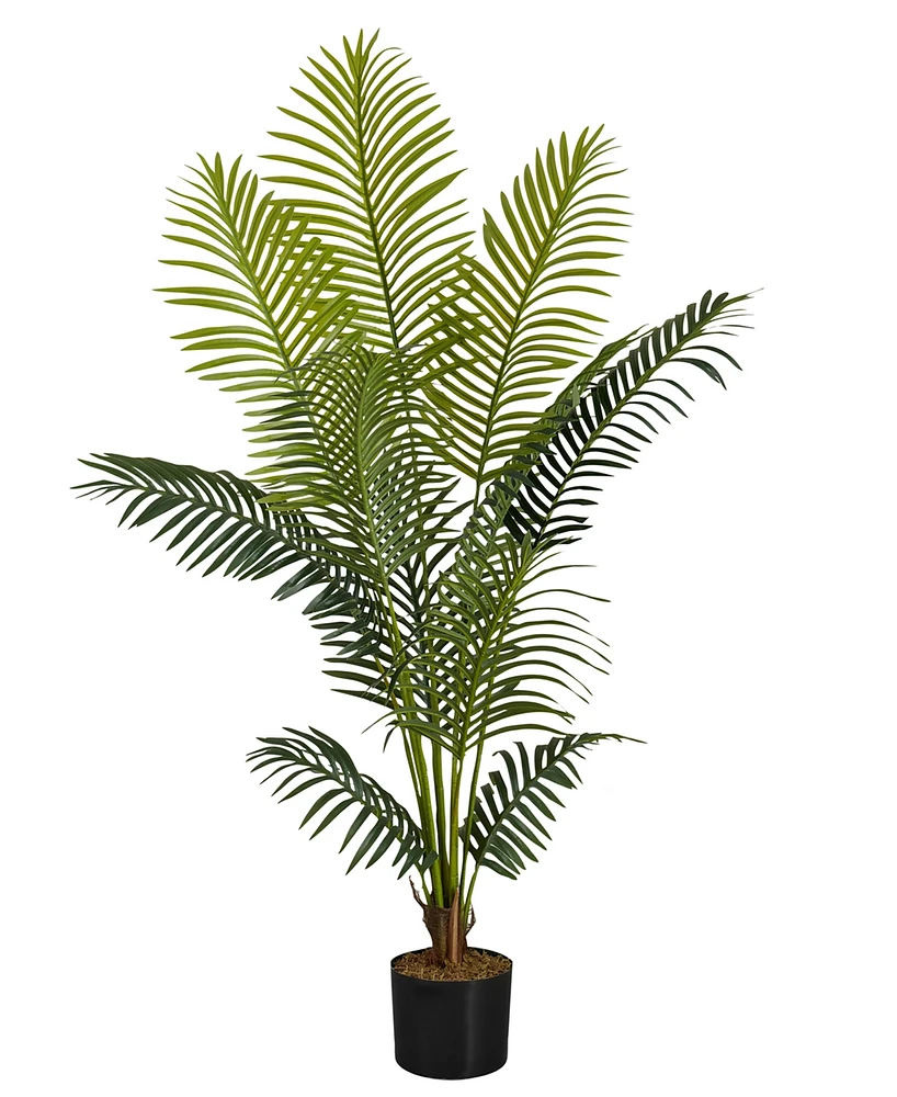 Monarch Specialties 57" Indoor Artificial Floor Palm Tree with Black Pot