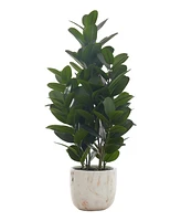 Monarch Specialties 31" Indoor Artificial Floor Garcinia Tree with Decorative White Cement Pot