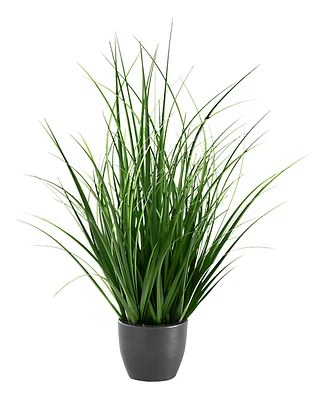 Monarch Specialties 23" Indoor Artificial Grass Plant with Decorative Black Pot