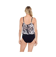 ShapeSolver by Penbrooke Women's V-Neck Blouson Ring Tankini Swimsuit Top