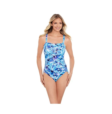 ShapeSolver by Penbrooke Women's Shirred Front Panel One-Piece Swimsuit