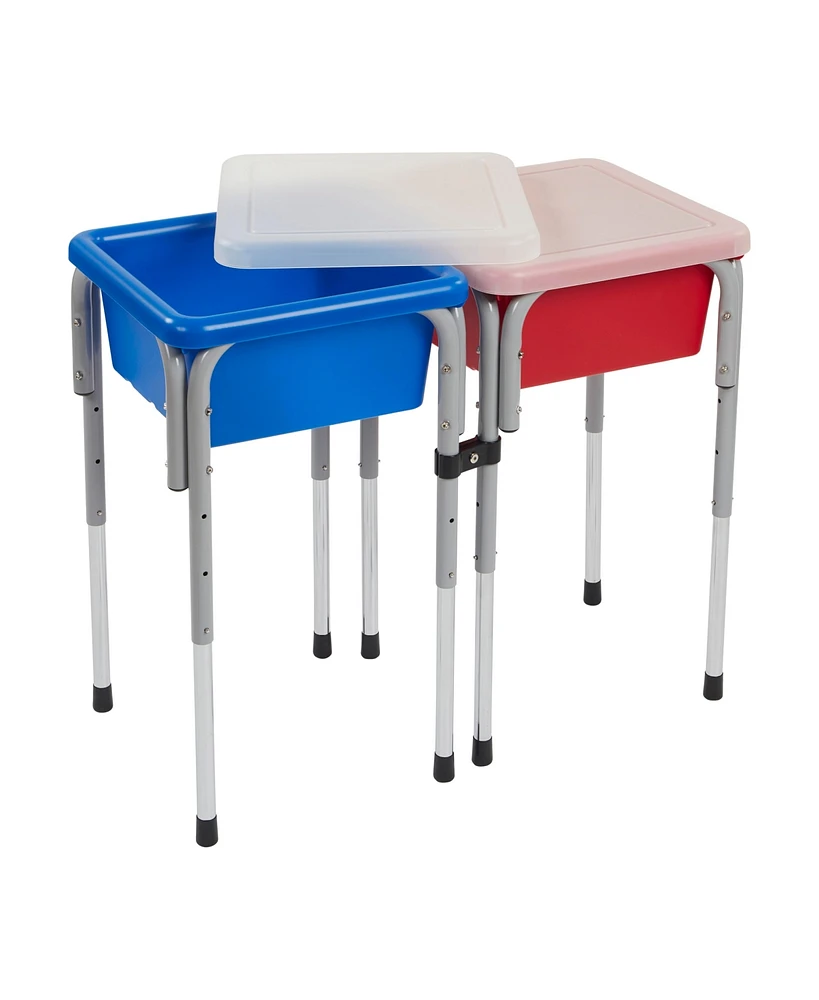 ECR4Kids 2-Station Sand and Water Adjustable Play Table, Seafoam/Emerald