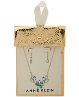 Anne Klein Gold-Tone Floral Cluster Drop Earrings & Pendant Necklace Set