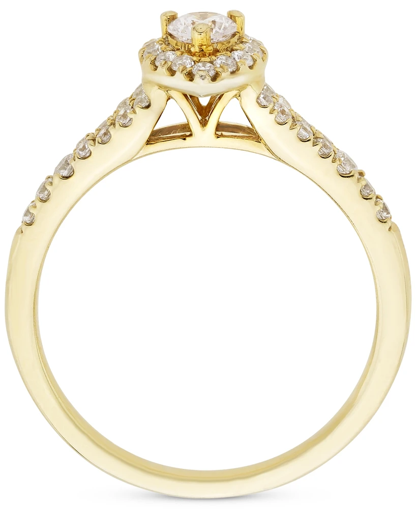 Diamond Halo Engagement Ring (1/2 ct. t.w.) in 14k Gold