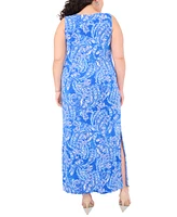 Msk Plus Size Three-Ring Printed Sleeveless Maxi Dress