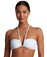 Lauren Ralph Women's Shirred V-Wire Bandeau Bikini Top
