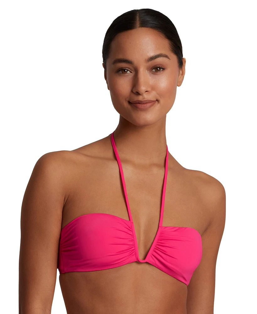 Lauren Ralph Women's Shirred V-Wire Bandeau Bikini Top