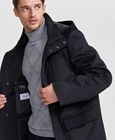 Calvin Klein Men's Regular Fit Black Solid Overcoat