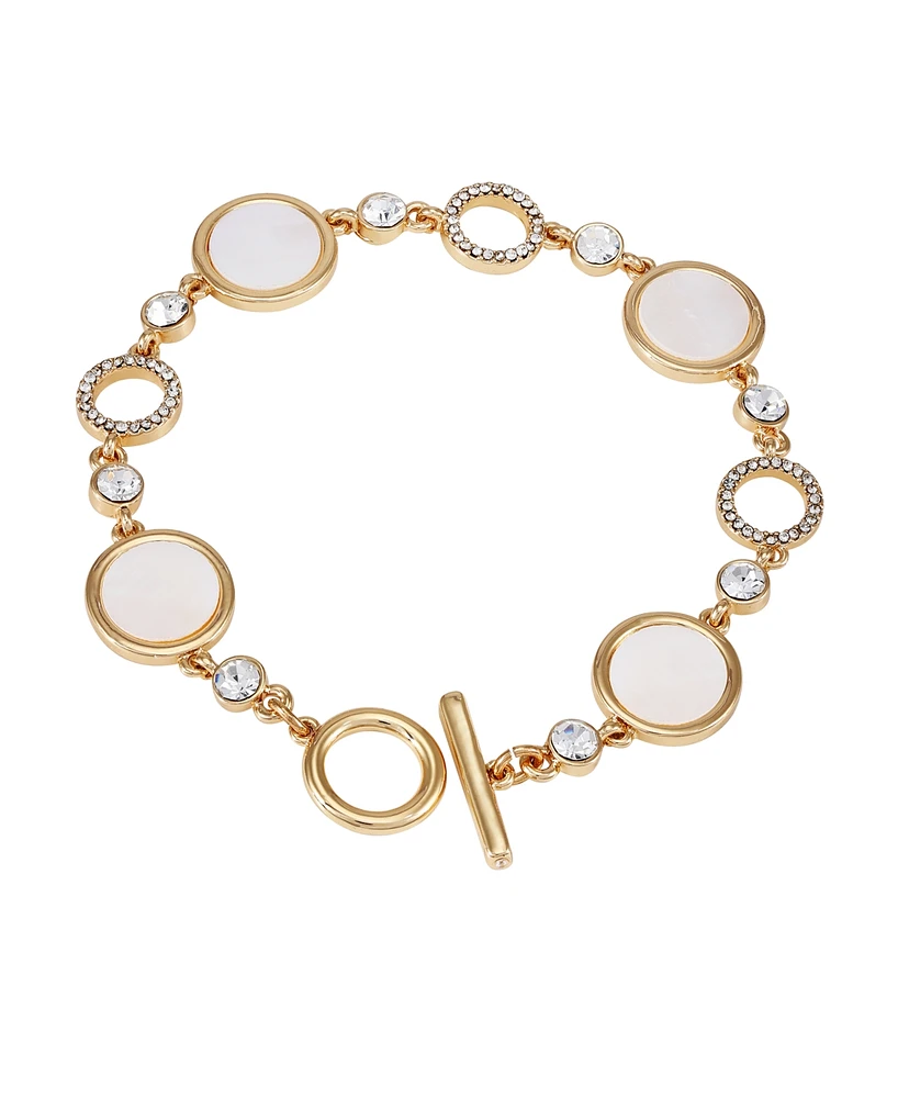 T Tahari Gold-Tone Circle Coin Toggle Bracelet