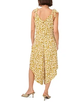 Vince Camuto Women's Printed Tie Shoulder Angled Hem Jumpsuit