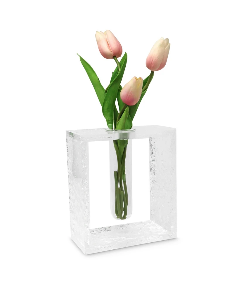 Vivience 6.75"H Tube Inlayed Acrylic Vase