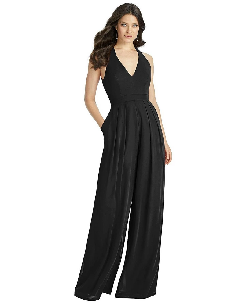 Dessy Collection V-Neck Wide-Leg Jumpsuit