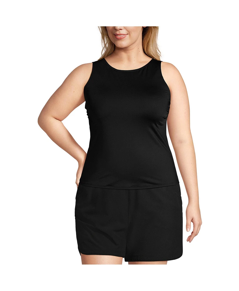 Lands' End Plus Size Dd-Cup High Neck Upf 50 Modest Tankini Swimsuit Top