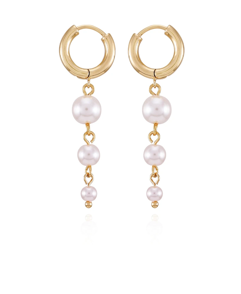 T Tahari Gold-Tone Imitation Pearl Drop Dangle Earrings