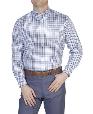 Tailorbyrd Men's Gingham Cotton Stretch Long Sleeve Shirt