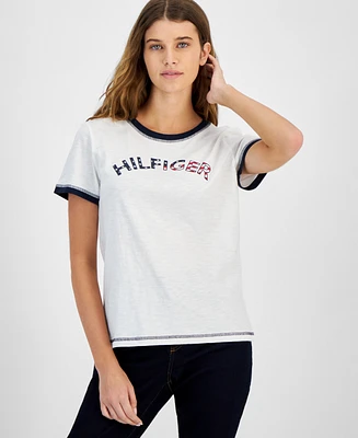 Tommy Hilfiger Women's Cotton Crewneck Logo T-Shirt