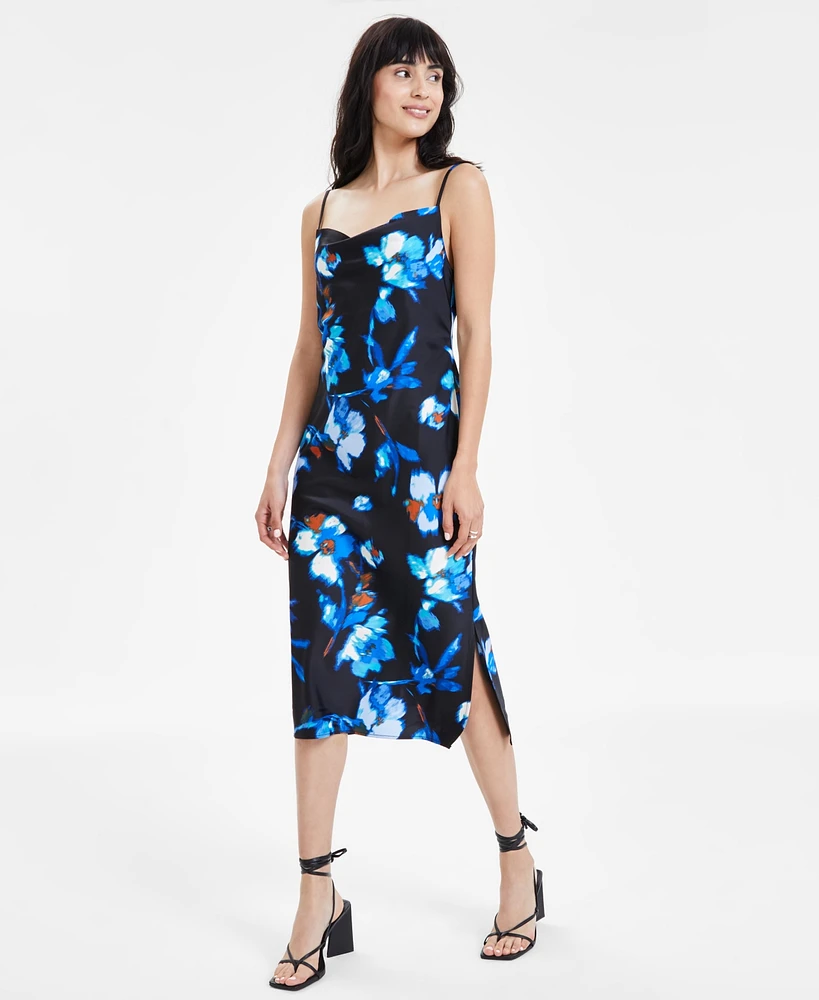 Bar Iii Women's Floral-Print Bias-Cut Midi Dress, Created for Macy's