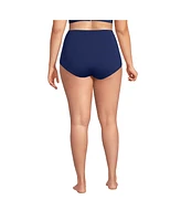 Lands' End Plus Tummy Control Tugless High Waisted Bikini Swim Bottoms