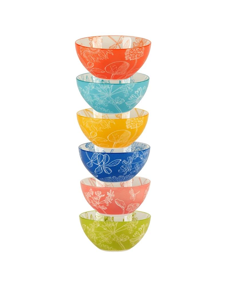 Certified International Botanical Set of 6 All Purpose Bowls, 4.75" 6 Asst