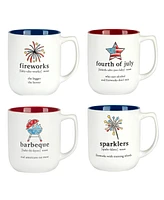 Certified International Patriotic Words Set of 4 Mugs