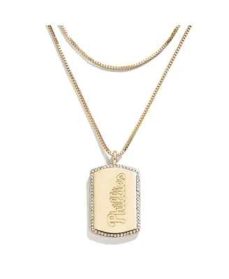 Women's Wear by Erin Andrews x Baublebar Philadelphia Phillies Dog Tag Necklace - Gold