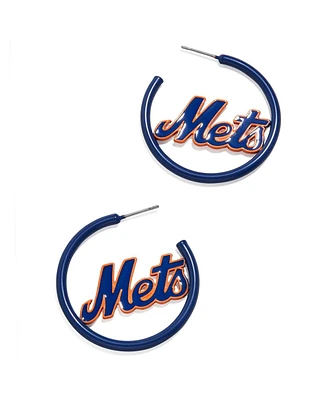Women's Baublebar New York Mets Enamel Hoop Earrings
