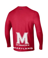 Men's and Women's Under Armour Red Maryland Terrapins 2024 On-Court Bench Unity Performance Long Sleeve T-shirt