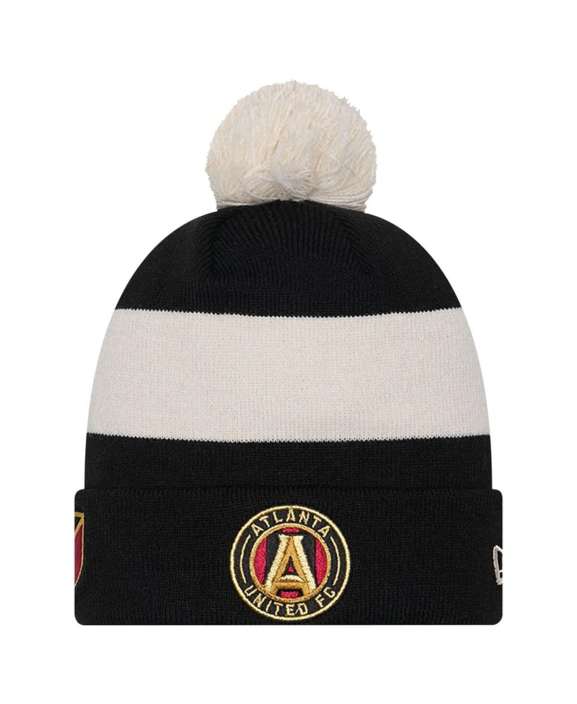 Men's New Era Black Atlanta United Fc 2024 Kick Off Collection Cuffed Knit Hat with Pom