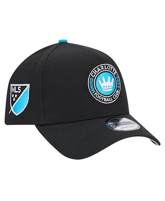 Men's New Era Black Charlotte Fc 2024 Kick Off Collection 9FORTY A-Frame Adjustable Hat