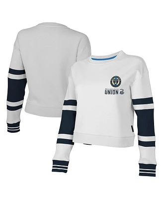 Women's Stadium Essentials White Philadelphia Union Scrimmage Cropped Pullover Sweatshirt