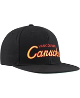 Men's Mitchell & Ness Black Vancouver Canucks Core Team Script 2.0 Snapback Hat