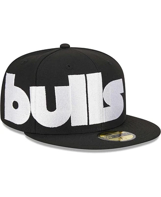 Men's New Era Black Chicago Bulls Checkerboard Uv 59FIFTY Fitted Hat