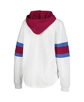 Women's G-iii 4Her by Carl Banks White, Burgundy Colorado Avalanche Goal Zone Long Sleeve Lace-Up Hoodie T-shirt