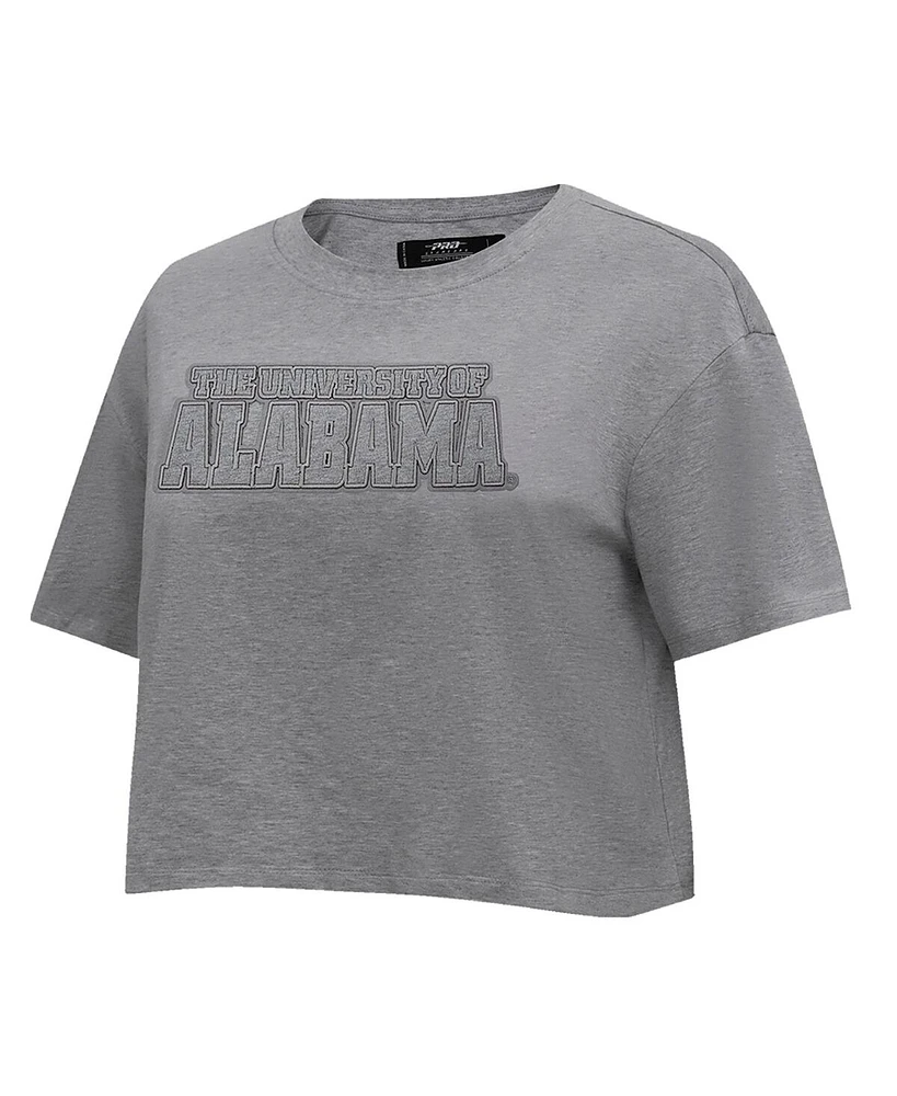 Women's Pro Standard Heather Charcoal Alabama Crimson Tide Tonal Neutral Boxy Cropped T-shirt