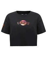 Women's Pro Standard Black San Francisco Giants Painted Sky Boxy Cropped T-shirt