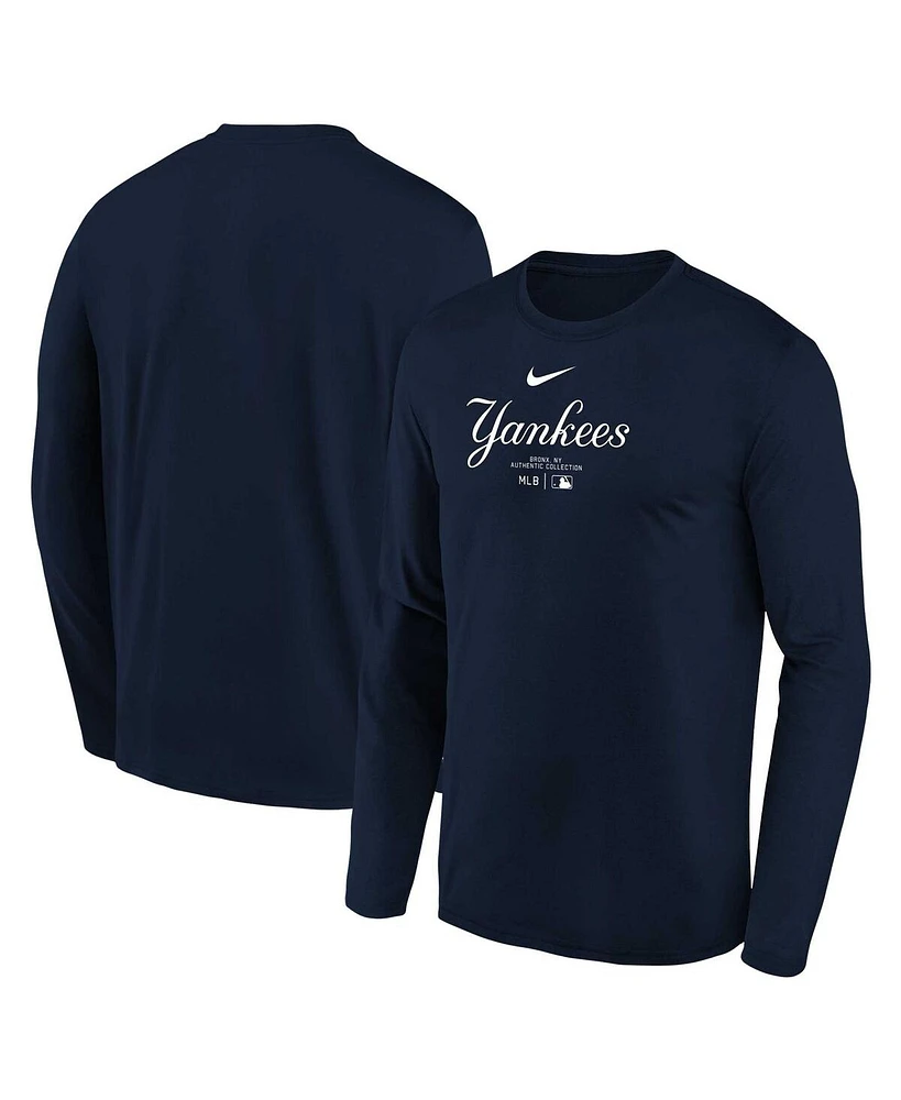 Big Boys Nike Navy New York Yankees Authentic Collection Long Sleeve Performance T-shirt