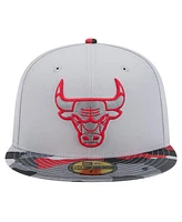 Men's New Era Gray Chicago Bulls Active Color Camo Visor 59FIFTY Fitted Hat