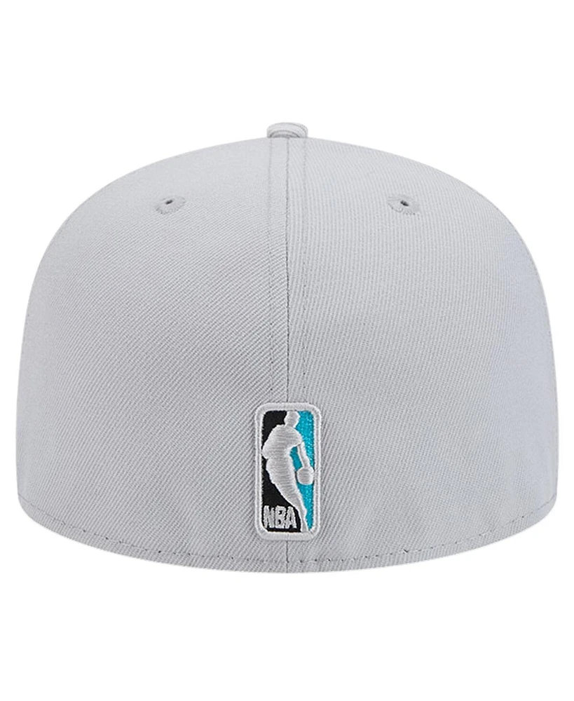 Men's New Era Gray Charlotte Hornets Active Color Camo Visor 59FIFTY Fitted Hat