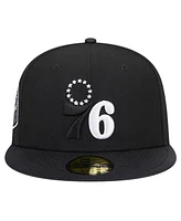 Men's New Era Black Philadelphia 76ers Active Satin Visor 59FIFTY Fitted Hat