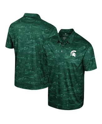 Men's Colosseum Green Michigan State Spartans Daly Print Polo Shirt