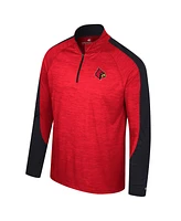 Men's Colosseum Red Louisville Cardinals Langmore Raglan Quarter-Zip Top