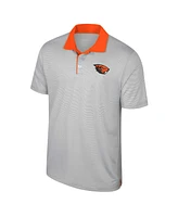 Men's Colosseum Gray Oregon State Beavers Tuck Striped Polo Shirt