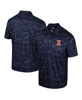 Men's Colosseum Navy Illinois Fighting Illini Daly Print Polo Shirt