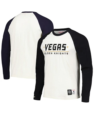 Men's Mitchell & Ness Cream Vegas Golden Knights Legendary Slub Vintage-Like Raglan Long Sleeve T-shirt