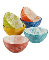 Certified International Botanical Set of 6 All Purpose Bowls, 4.75" 6 Asst