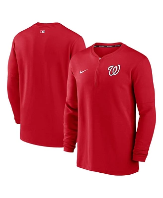 Men's Nike Red Washington Nationals Authentic Collection Game Time Performance Quarter-Zip Top